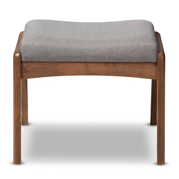 Roxy Walnut Finishing And Grey Upholstered Ottoman